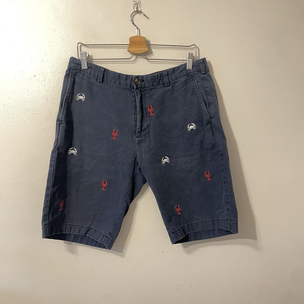 Brooks Brothers 346 Flat Front Preppy Chino Shorts Sz 35 Lobster Embroidery 4th